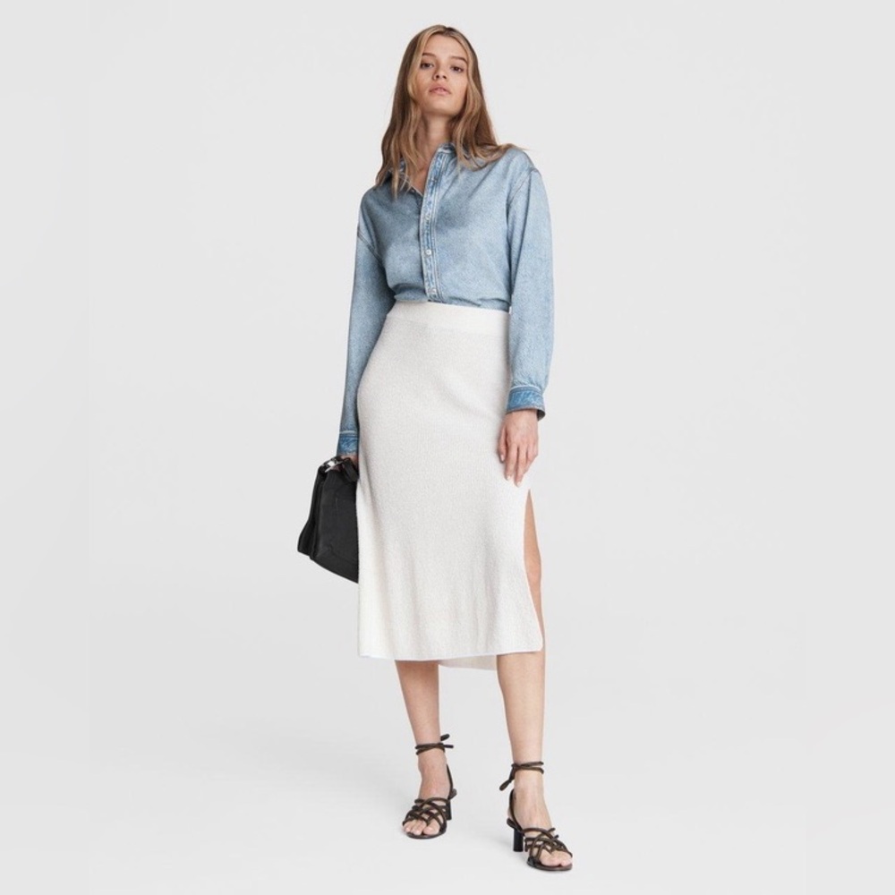 Rag & Bone Charlie Liquid Cropped Long Sleeve Shirt Size XS in Luna Blue Wash